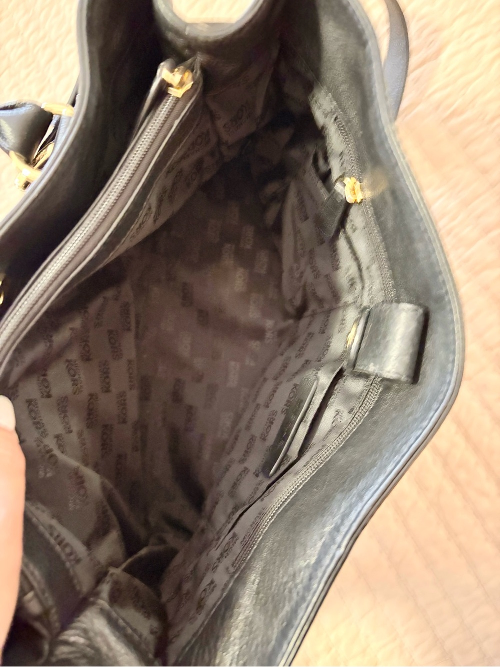 Michael Kors Black Leather Satchel with Gold Hardware - Picture 6 of 7